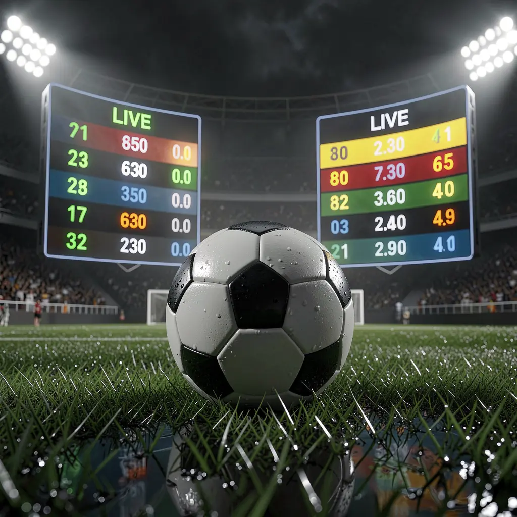 С8800 football betting page banner featuring a soccer ball on wet grass under dramatic stadium lights with glowing live odds graphics in a premium dark sports atmosphere