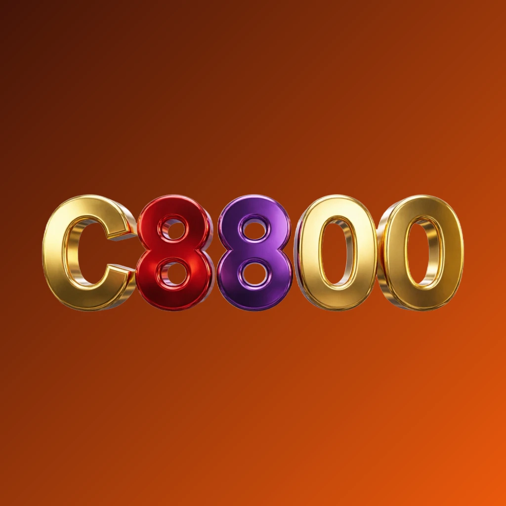 Bright premium С8800 logo with thick uppercase typography in vivid gold, red, and purple colors, featuring a polished metallic finish and strong visual impact on a transparent background, designed as a wide horizontal rectangular wordmark for a website header